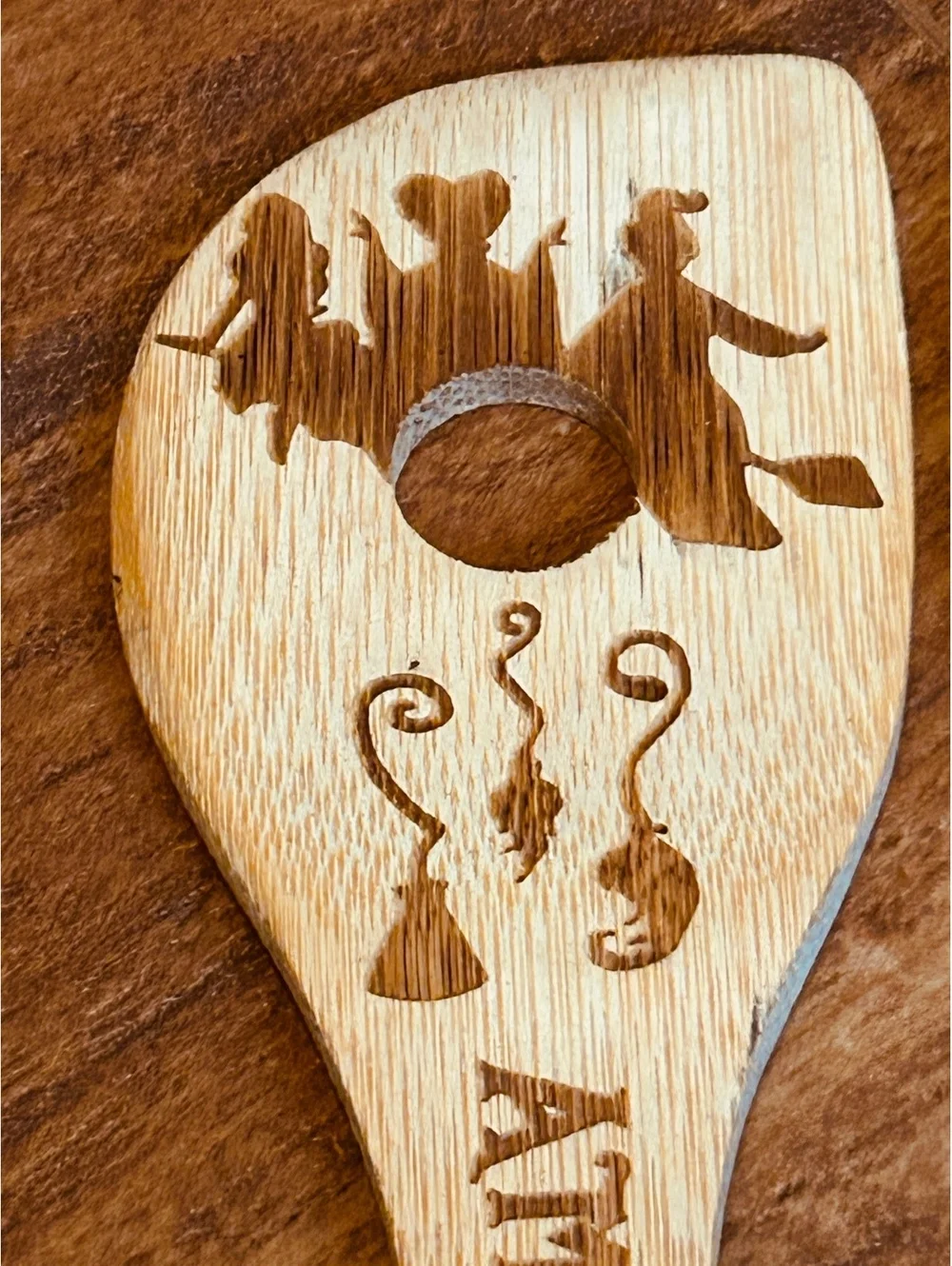 Set of 3 Halloween Themed Wooden Cooking Spoons with Engraved Designs